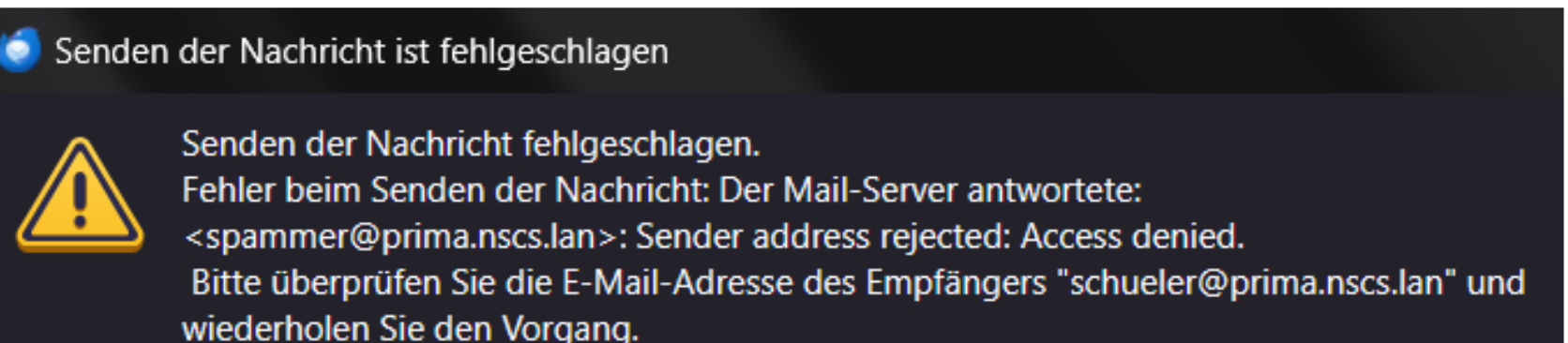 Sender Blacklist - spammer abgelehnt