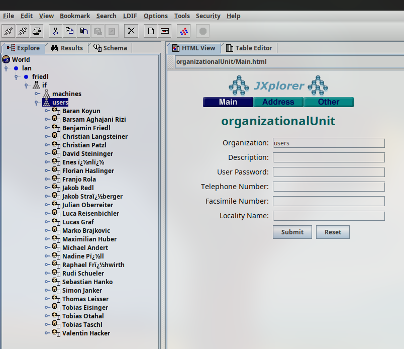 jXplorer LDAP explorer screenshot