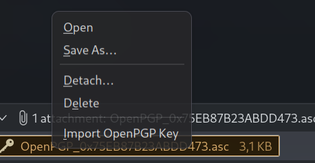 Thunderbird import key